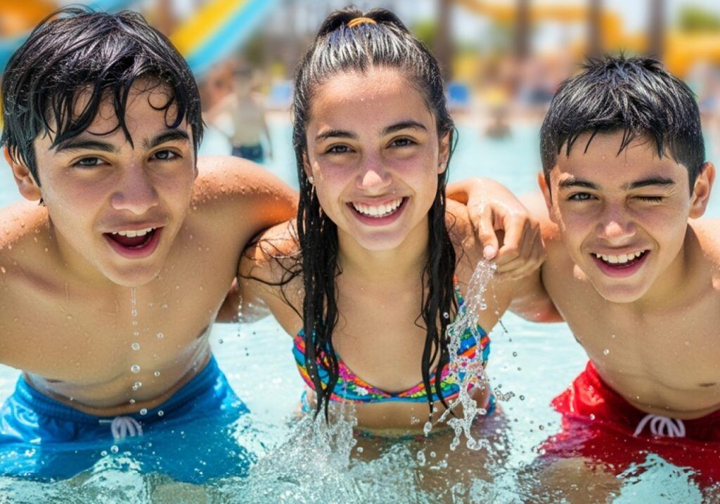 Estudiantes disfrutando en Acuapark